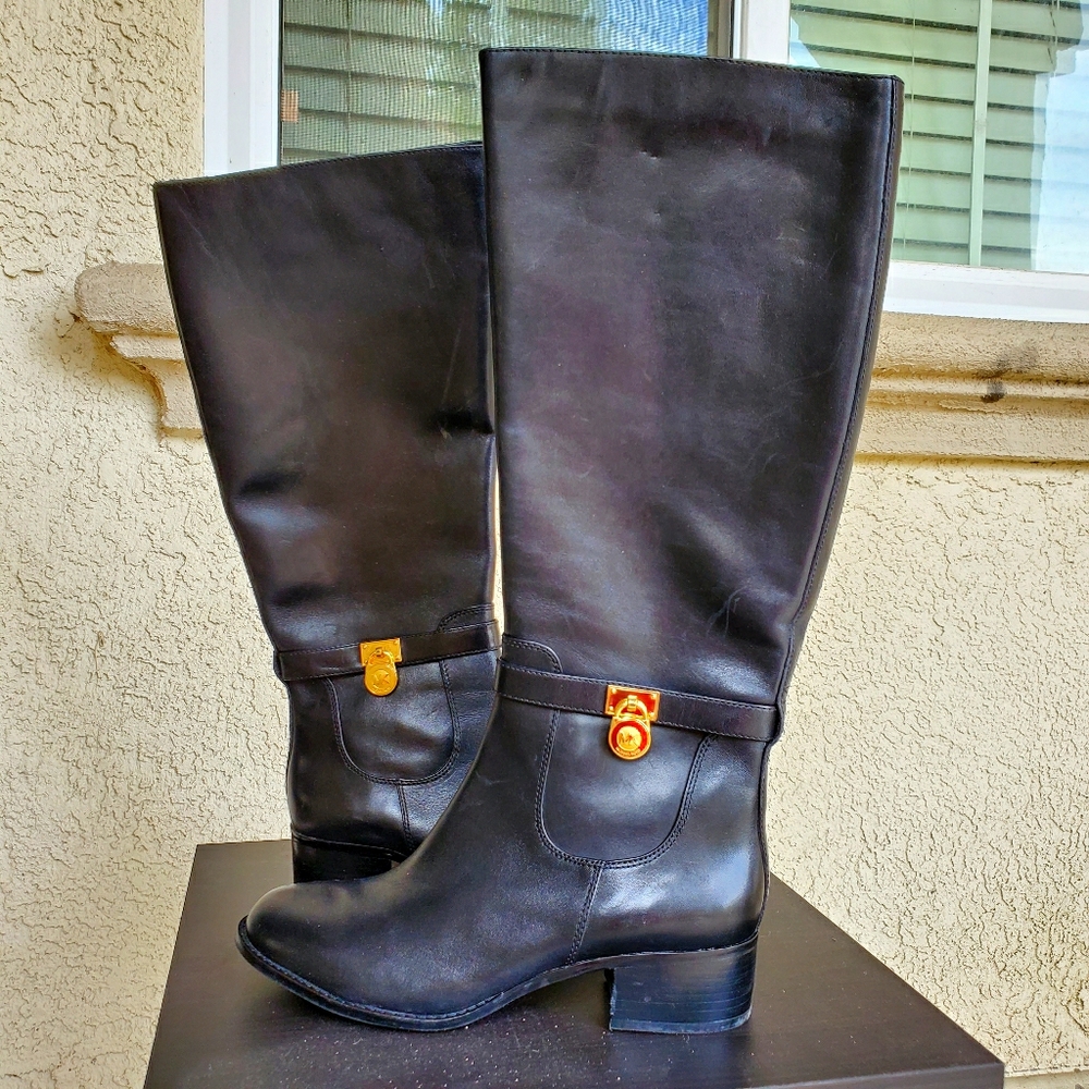 MICHAEL KORS LEATHER RIDER BOOTS
